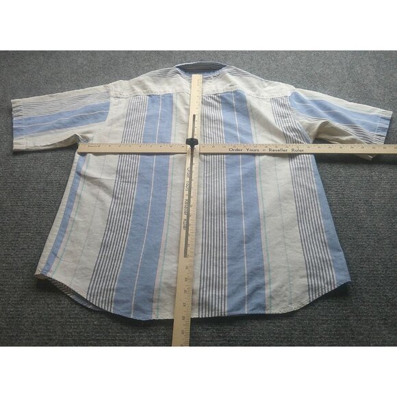 Steeplechase Shirt Men's L Blue White Striped Button-Down Causal *Read Preppy - Picture 5 of 14